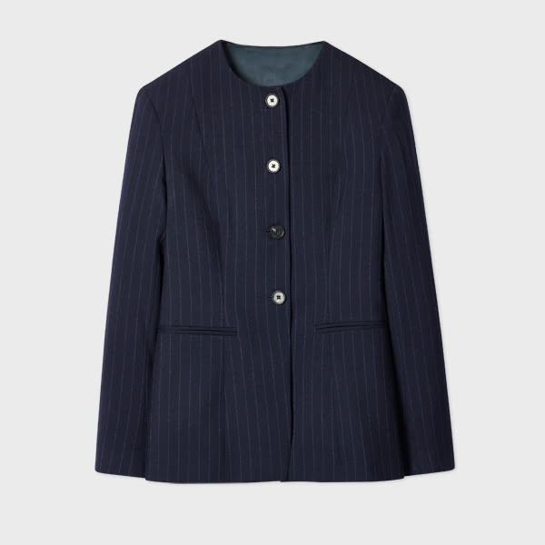 Paul Smith Women's Dark Blue Wool Pinstripe Jacket In Blue