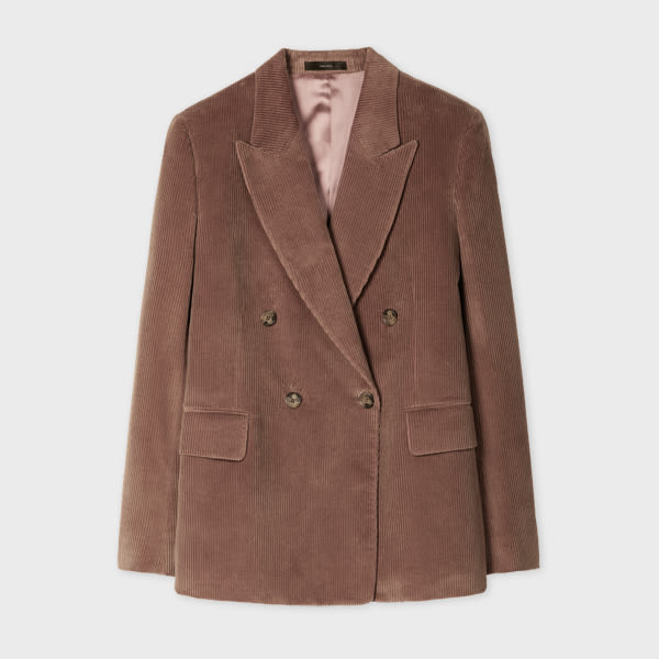 Paul Smith Women's Brown Cord Double-breasted Blazer Pink In Pink
