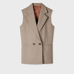 Paul Smith Women's Taupe Wool Hopsack Waistcoat Brown