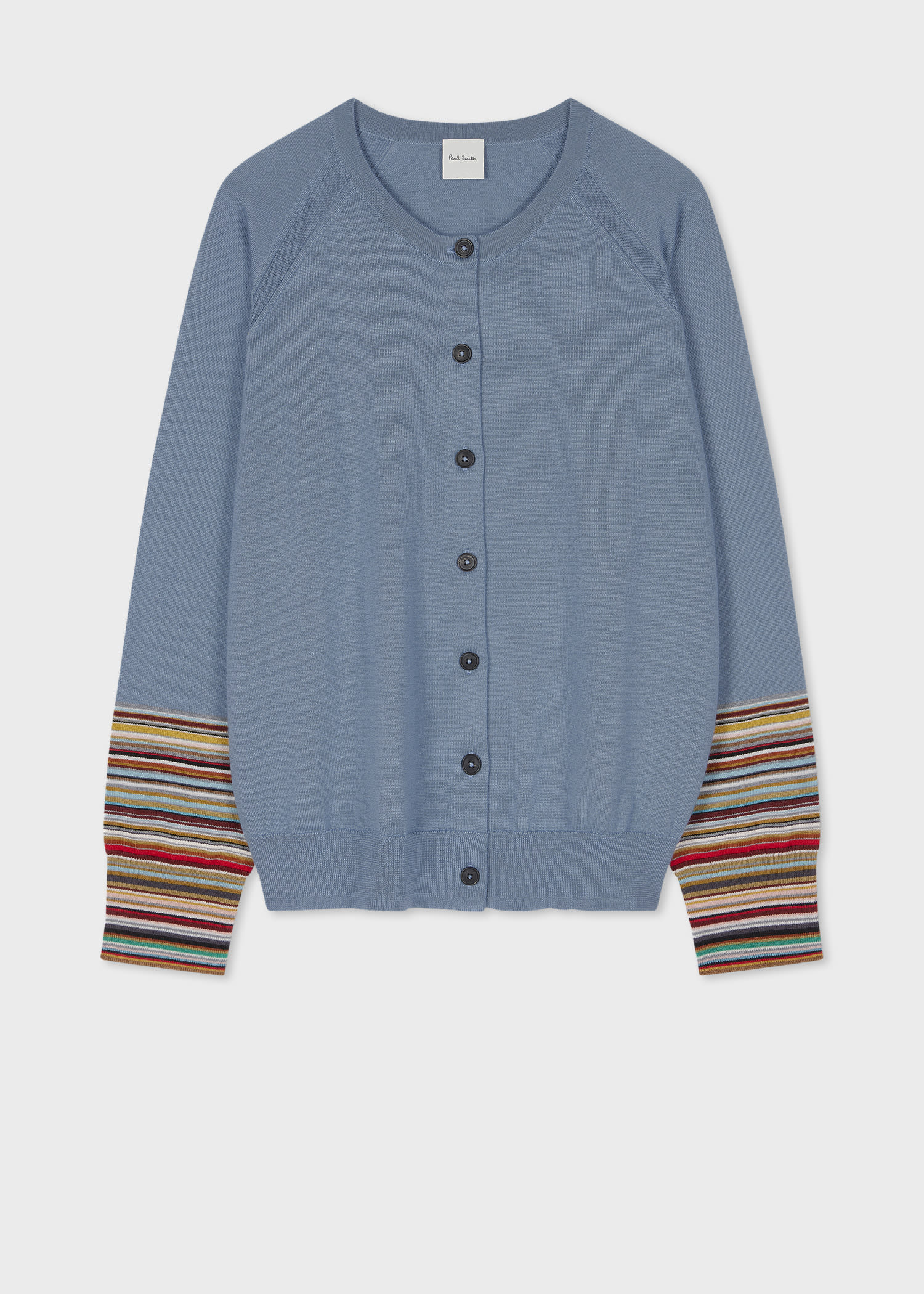 Paul Smith Women's Light Blue 'signature Stripe' Cuff Cardigan In Blue