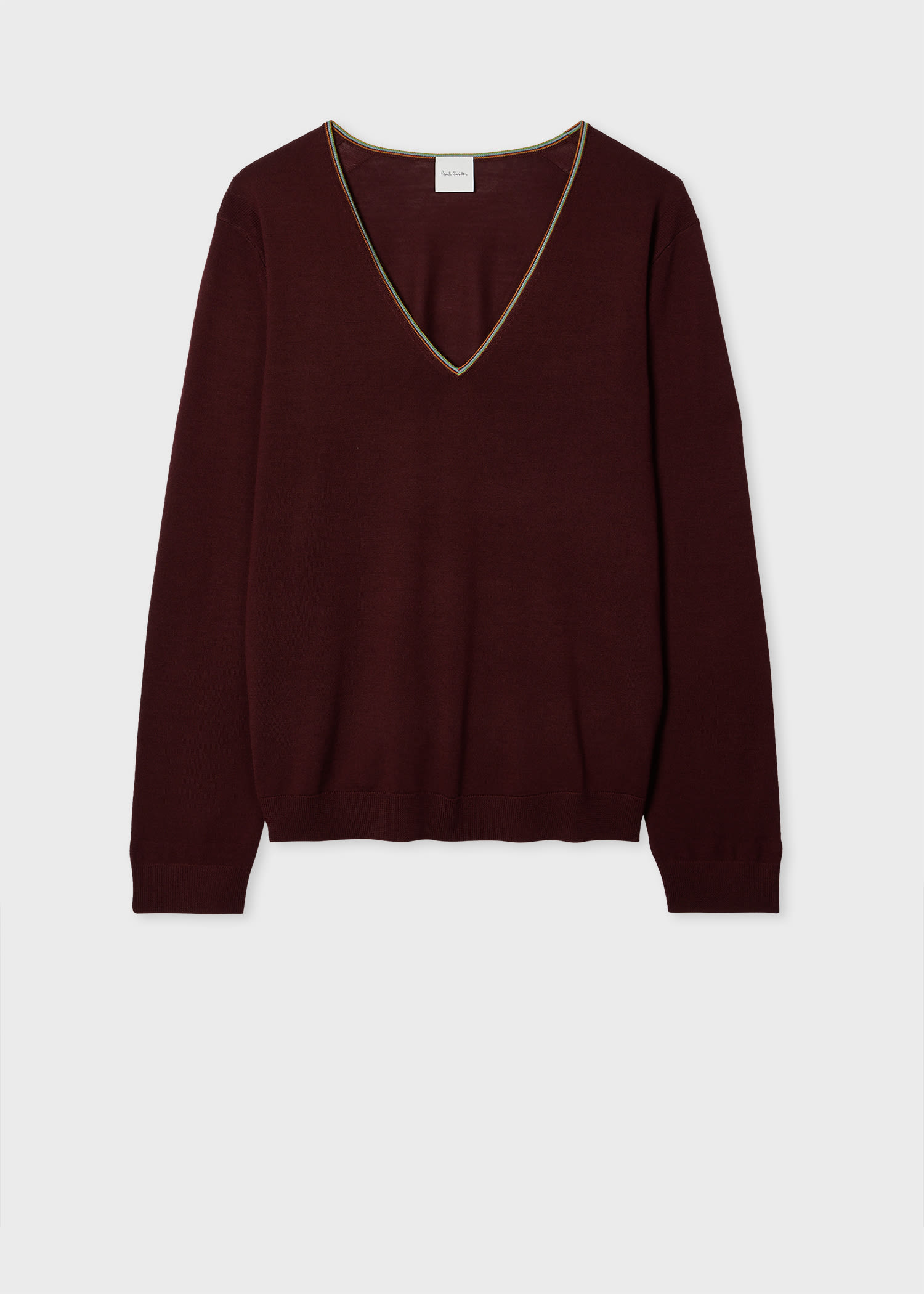 Paul Smith Women's Burgundy 'Signature Stripe' Merino Wool Sweater Red