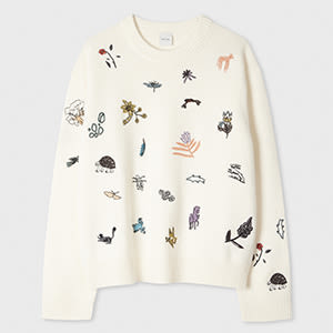 Paul Smith Women's Cream Embroidered 'little Beasts' Sweater White In White