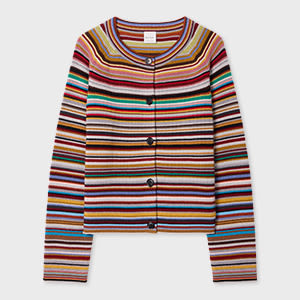 Paul Smith Women's Merino Wool 'signature Stripe' Cardigan Multicolour