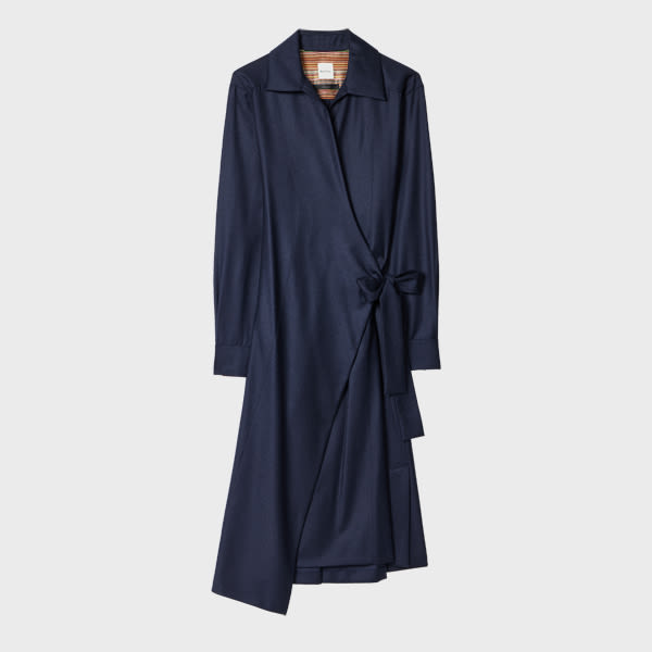 Paul Smith Women's Navy Wool-cashmere Blend Flannel Dress Blue