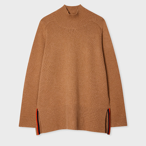 Paul Smith Women's Camel Wool-cashmere High Neck Knit Sweater Brown