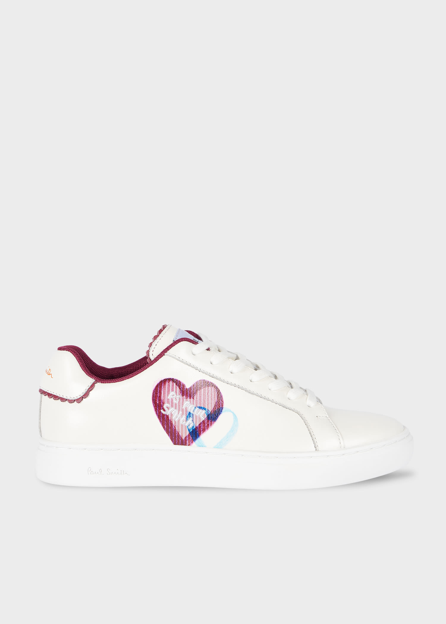 Paul Smith Women's White Leather 'Scribble Heart' 'Lapin' Trainers