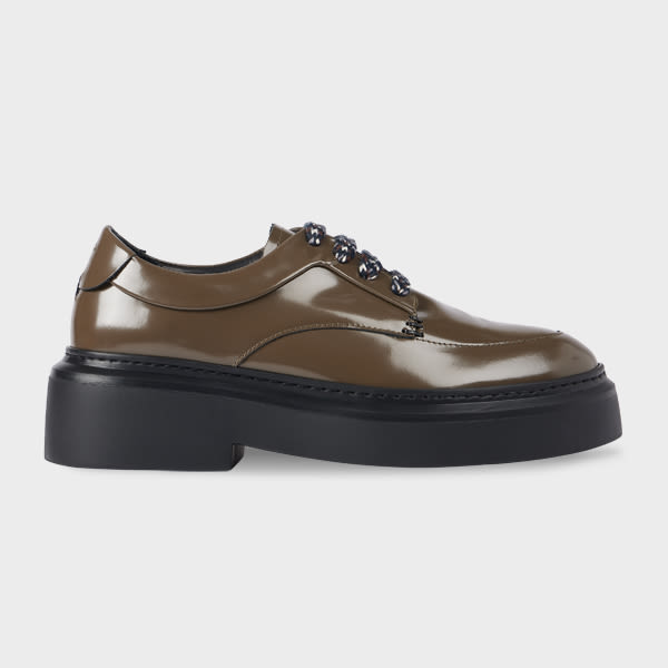 Paul Smith Women's Taupe Leather Lace Up Shoes Brown