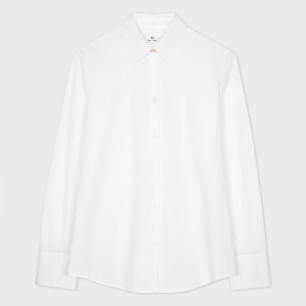 PS Paul Smith Women's White Stretch-Cotton 'Swirl' Cuff Shirt