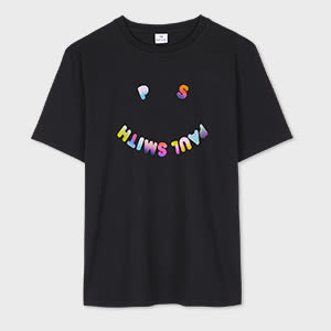 PS Paul Smith Women's Black PS 'Happy' Gradient T-Shirt