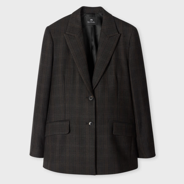 Ps By Paul Smith Women's Black Flecked Check Blazer