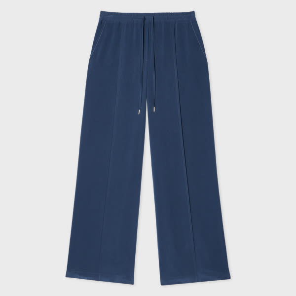 PS Paul Smith Women's Modal-Blend Crêpe Steel Blue Trousers