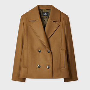PS Paul Smith Women's Brown Wool-Cashmere Blend Pea Coat