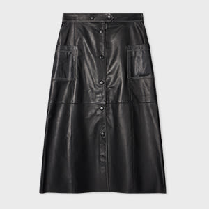 PS Paul Smith Women’s Black A-Line Leather Skirt
