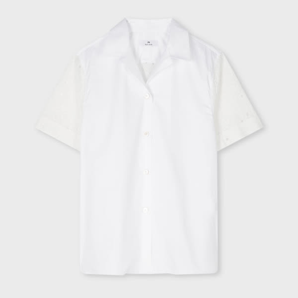 PS Paul Smith Women's White Cotton Broderie Panel Shirt