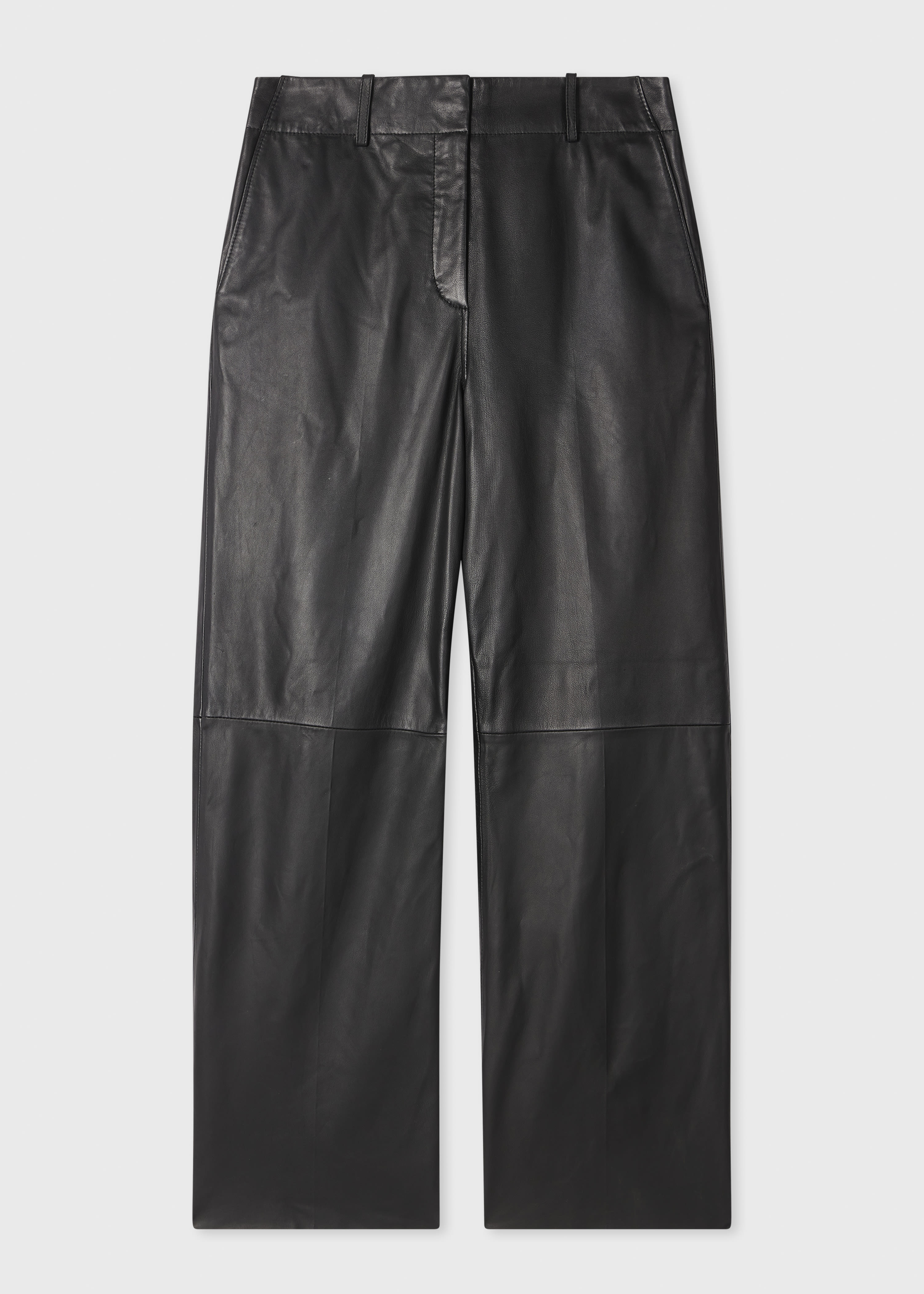 PS Paul Smith Women's Black Leather Straight-Leg Trousers