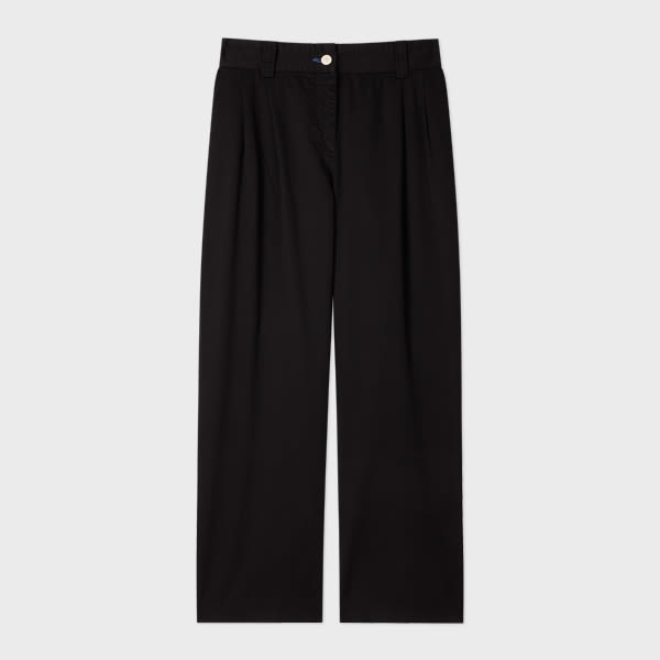 Ps By Paul Smith Women's Garment-dyed Black Barrel-leg Trousers