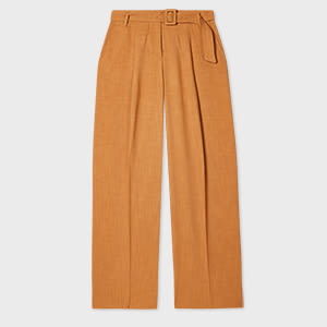 Ps By Paul Smith Women's Tan Textured Bootcut Trousers Orange