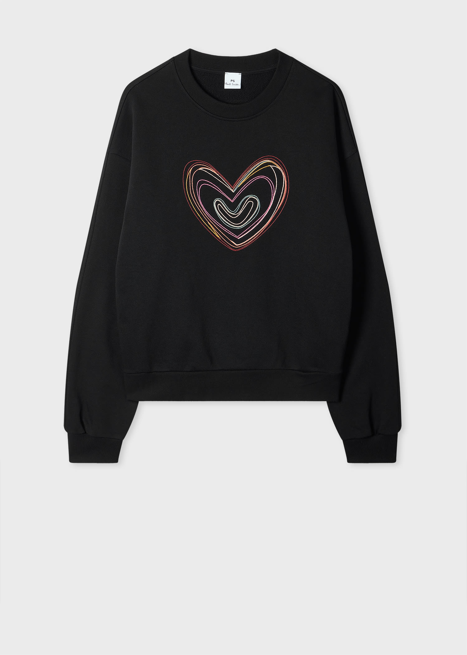 PS Paul Smith Women's Black Organic Cotton 'Swirl Heart' Embroidered Sweatshirt