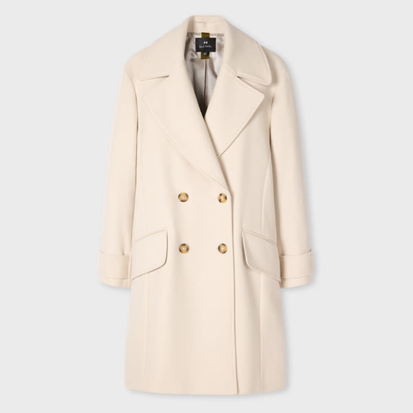 Ps By Paul Smith Women's Cream Double-breasted Wool-cashmere Coat White