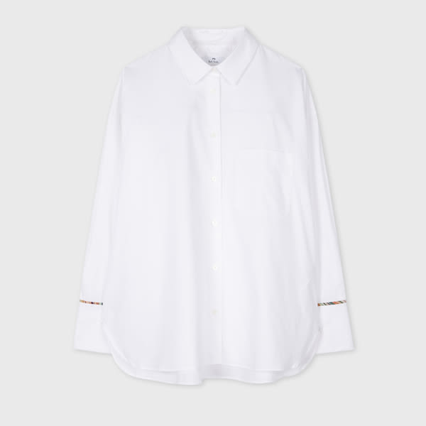 PS Paul Smith Women's White Relaxed-Fit 'Swirl' Trim Shirt
