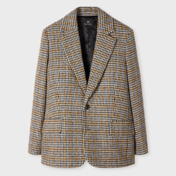 Ps By Paul Smith Women's Houndstooth Wool-blend Blazer Yellow