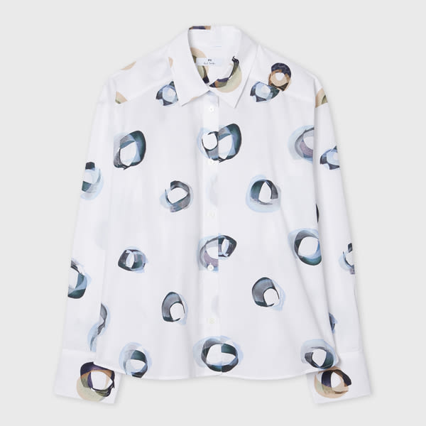 PS Paul Smith Women's White 'Painted Spot' Cotton Shirt
