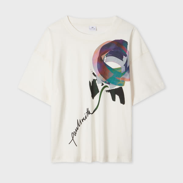 PS Paul Smith Women's Ecru 'Painted Spot' T-Shirt White