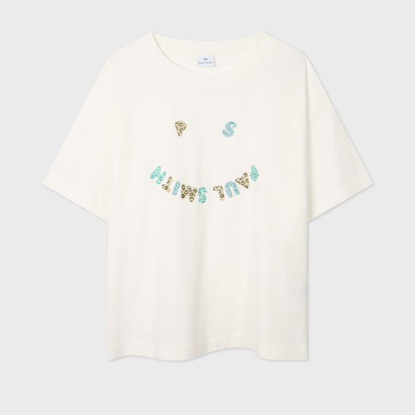 Ps By Paul Smith Women's Ecru 'animal Happy' T-shirt White In Neutral