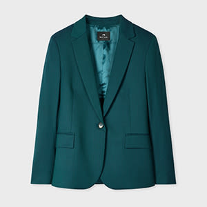 Ps By Paul Smith Women's Petrol Green Slim-fit Wool-blend Blazer