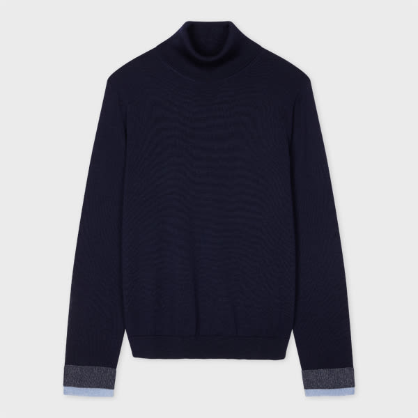 PS Paul Smith Women's Wool Navy Knitted Roll Neck Sweater Blue