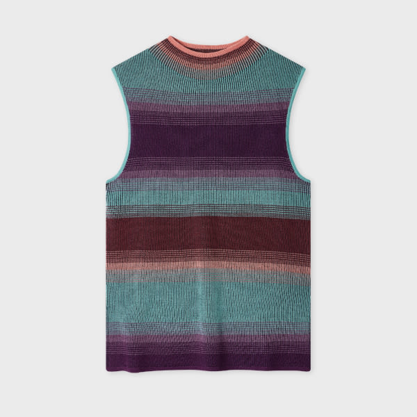 PS Paul Smith Women's Knitted Stripe Sleeveless Top Blue