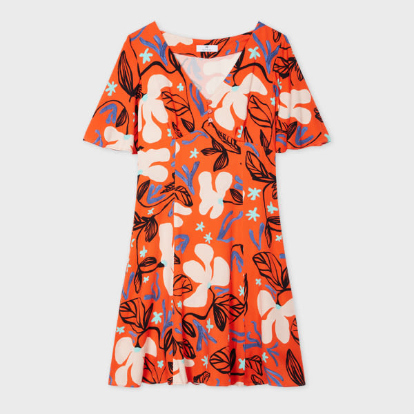 PS Paul Smith Women's Red Viscose 'Sea Floral' Dress