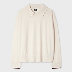 Ps By Paul Smith Women's Cream Merino Wool Knit Collared Sweater White In White
