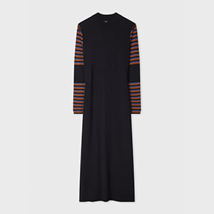 PS Paul Smith Women's Navy Stripe Sleeve Knitted Dress Blue