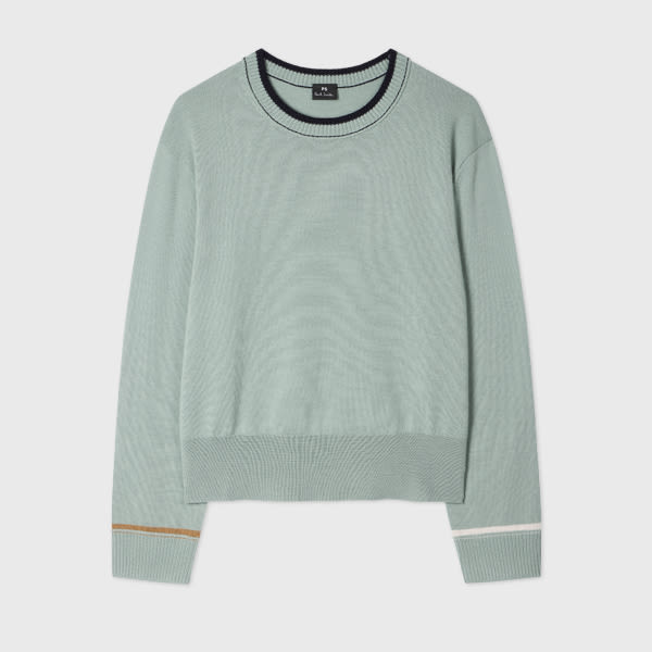 Ps By Paul Smith Women's Sage Blue Merino Wool Sweater Green