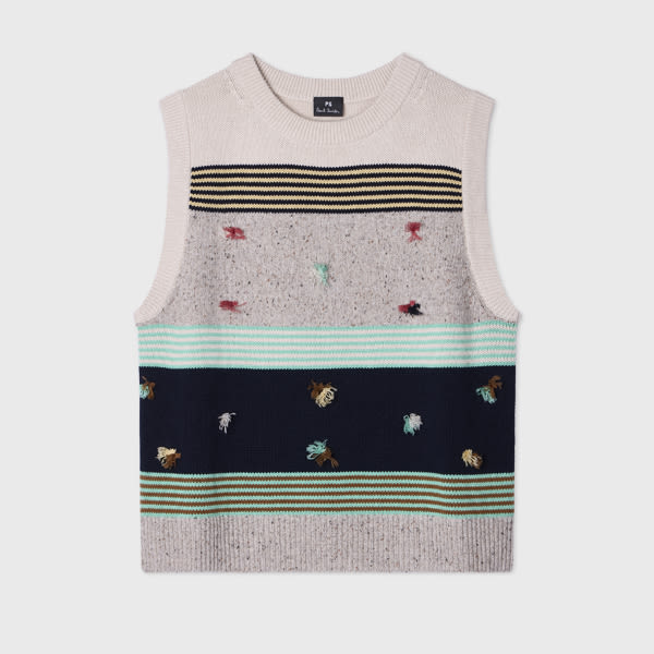 Ps By Paul Smith Women's Block Stripe Knitted Tank Top With Tassels White