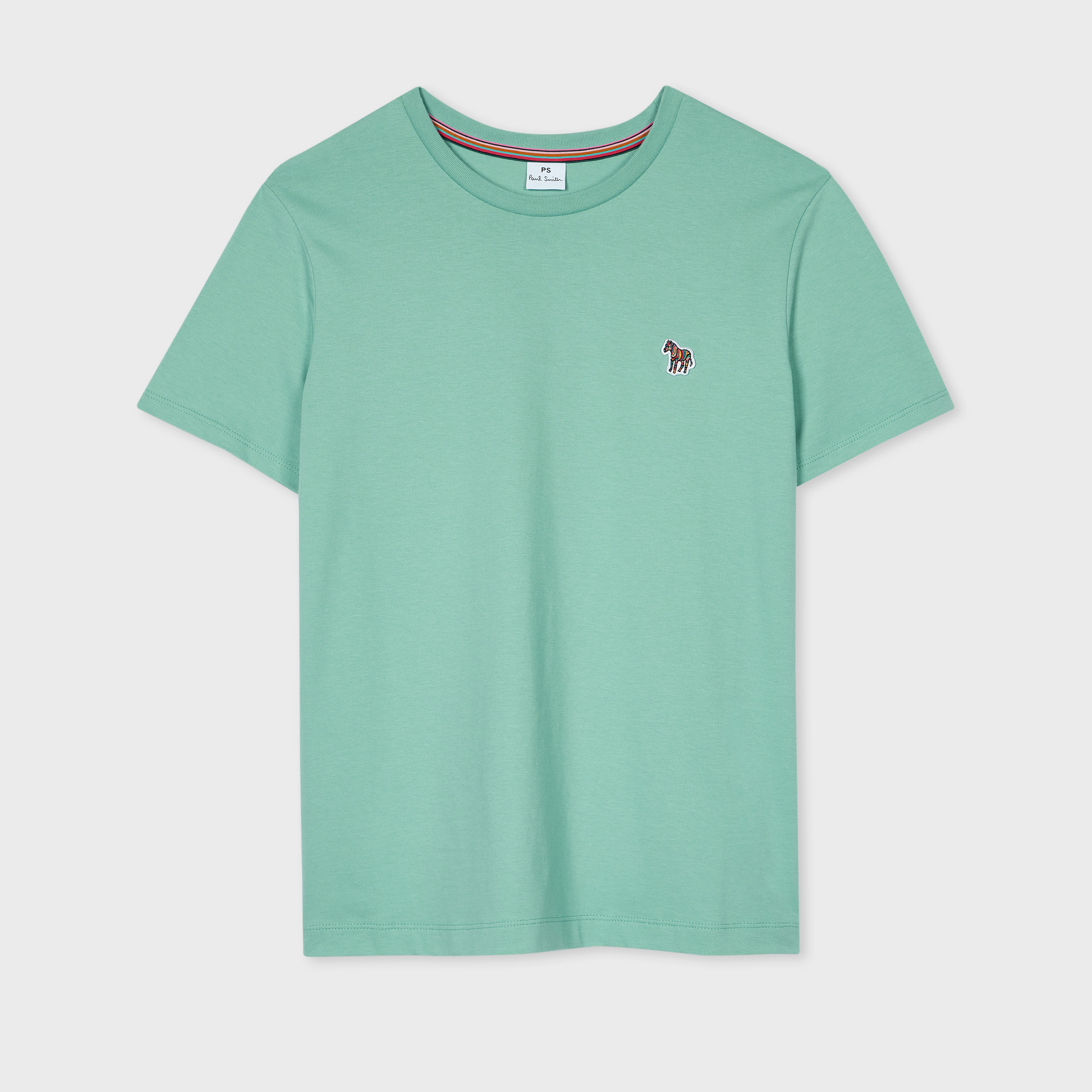 PS Paul Smith Women's Pale Teal Zebra Logo Cotton T-Shirt Blue