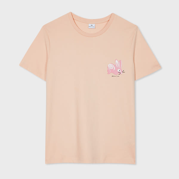 PS BY PAUL SMITH WOMEN'S NUDE 'BUNNY' T-SHIRT BROWN