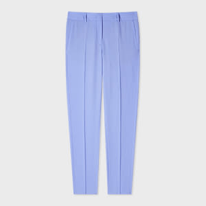 PS Paul Smith Women's Dusty Blue Wool Hopsack Pleated Trousers