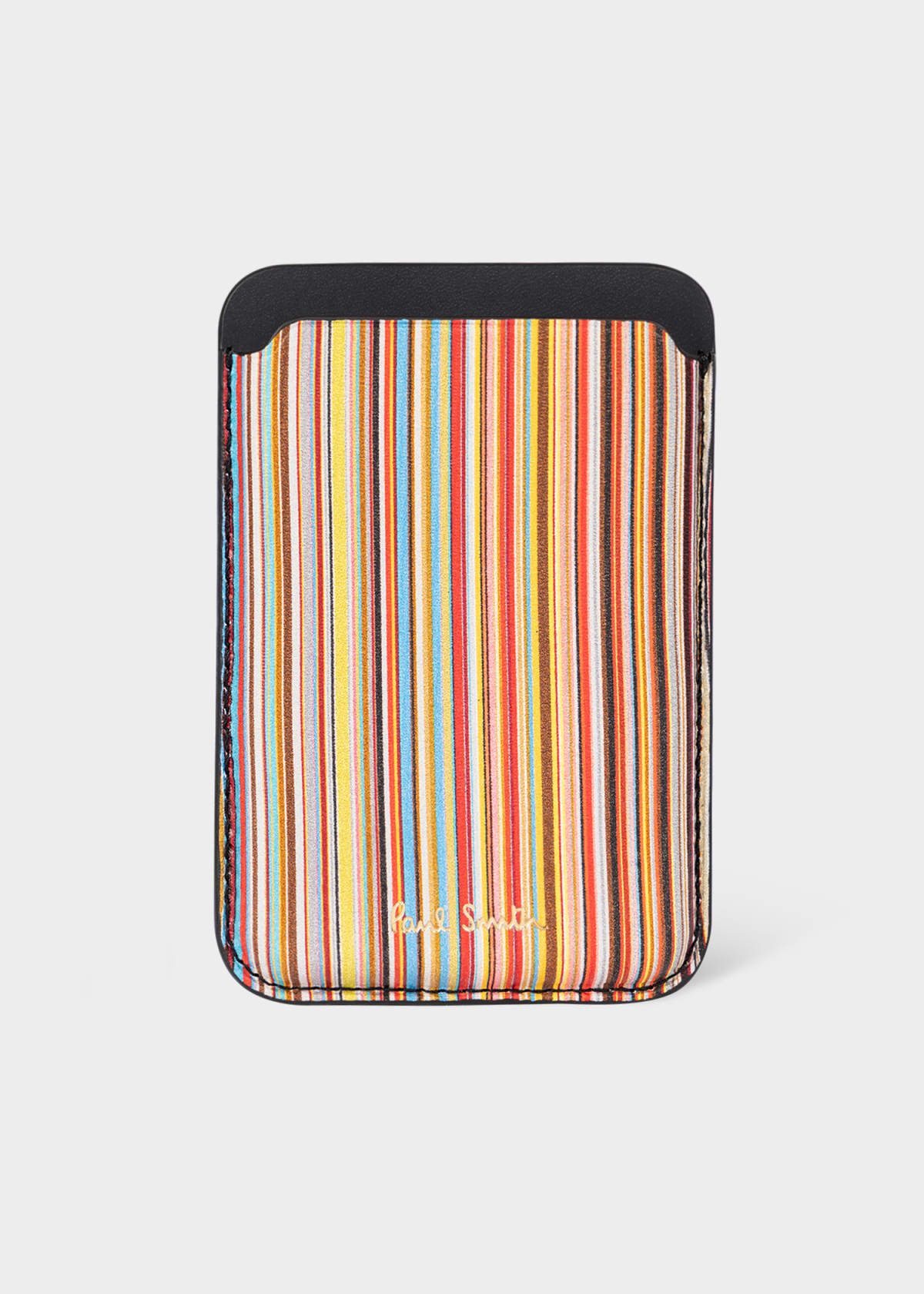 Signature Stripe' iPhone MagSafe Leather Credit Card Casee