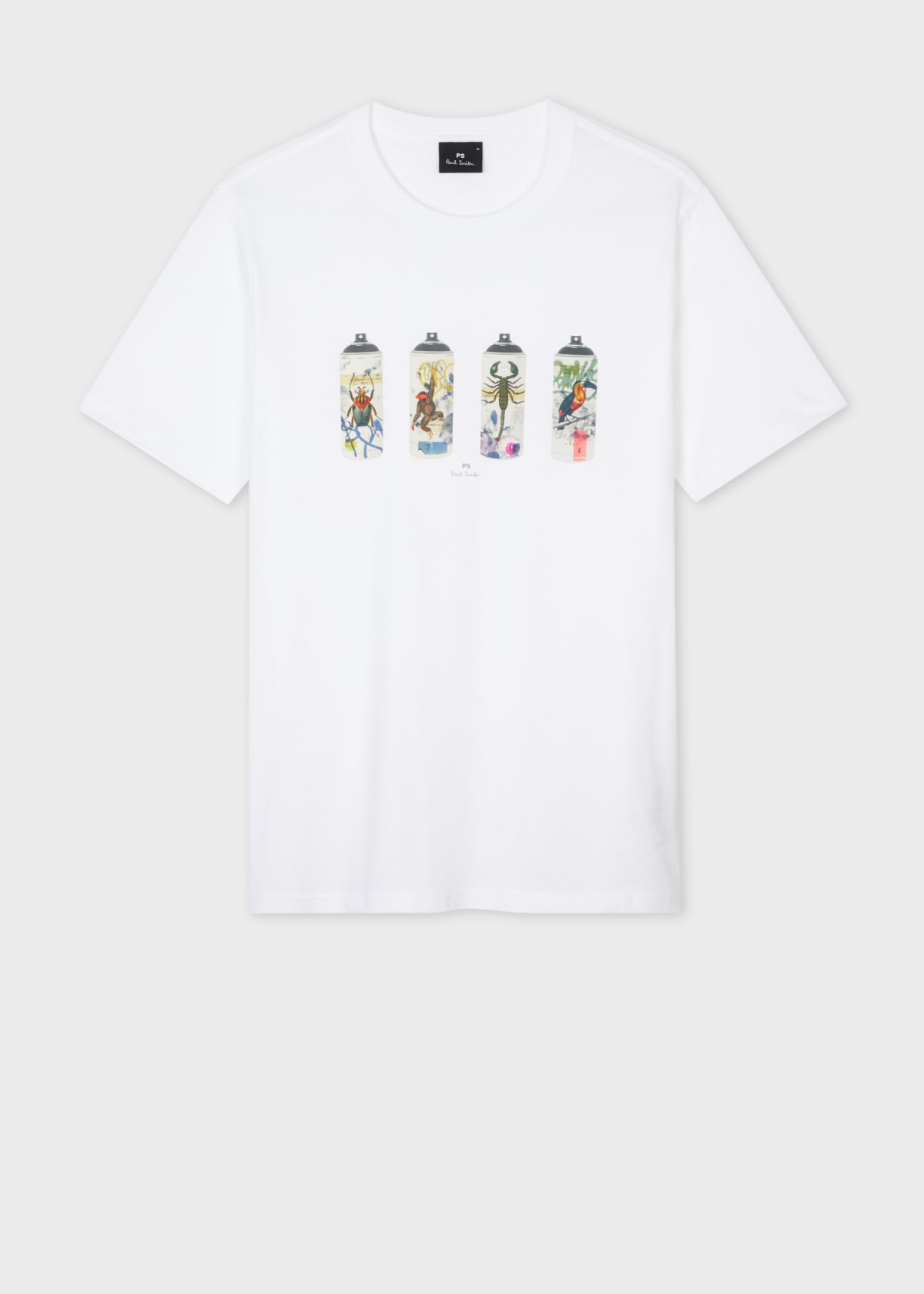 Men's White 'Spray Cans' Print T-Shirt