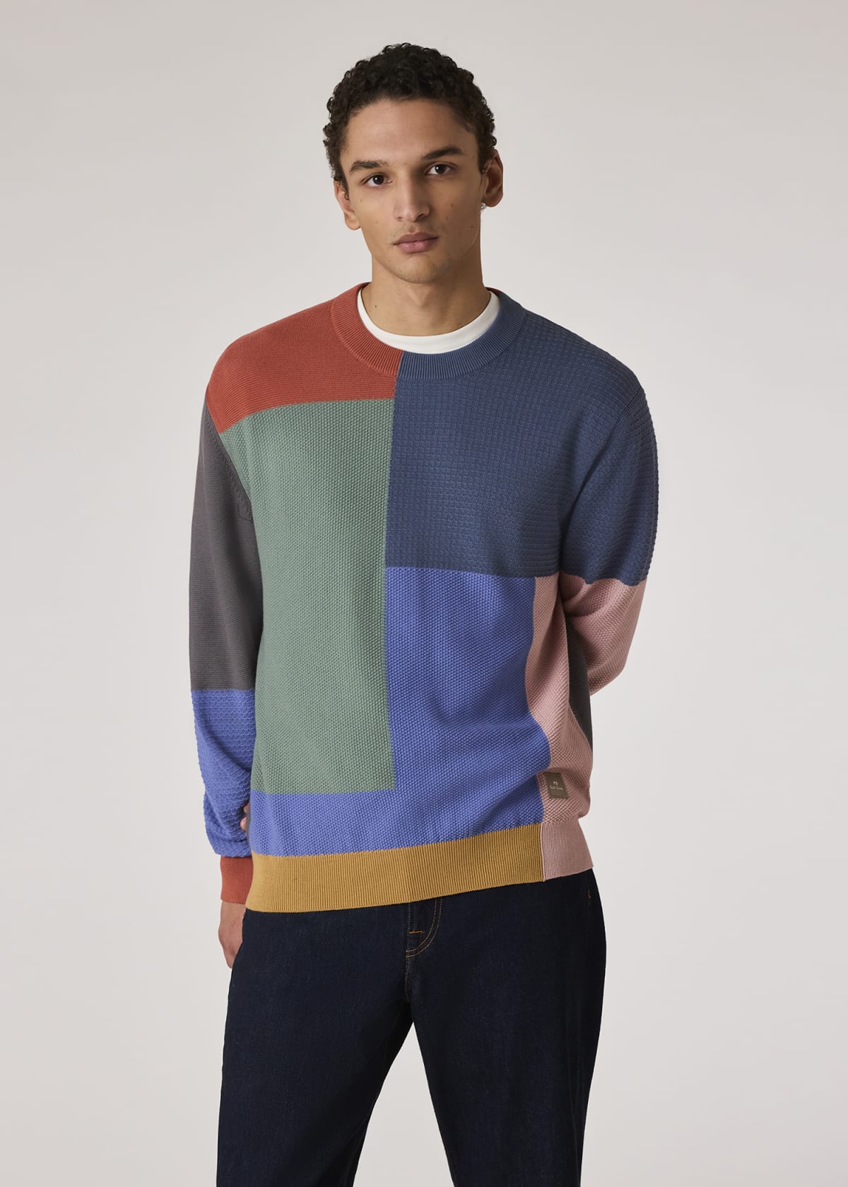 メンズウェア COLORFUL GEOMETRY PATTERN JQD KNIT CREW Special Items