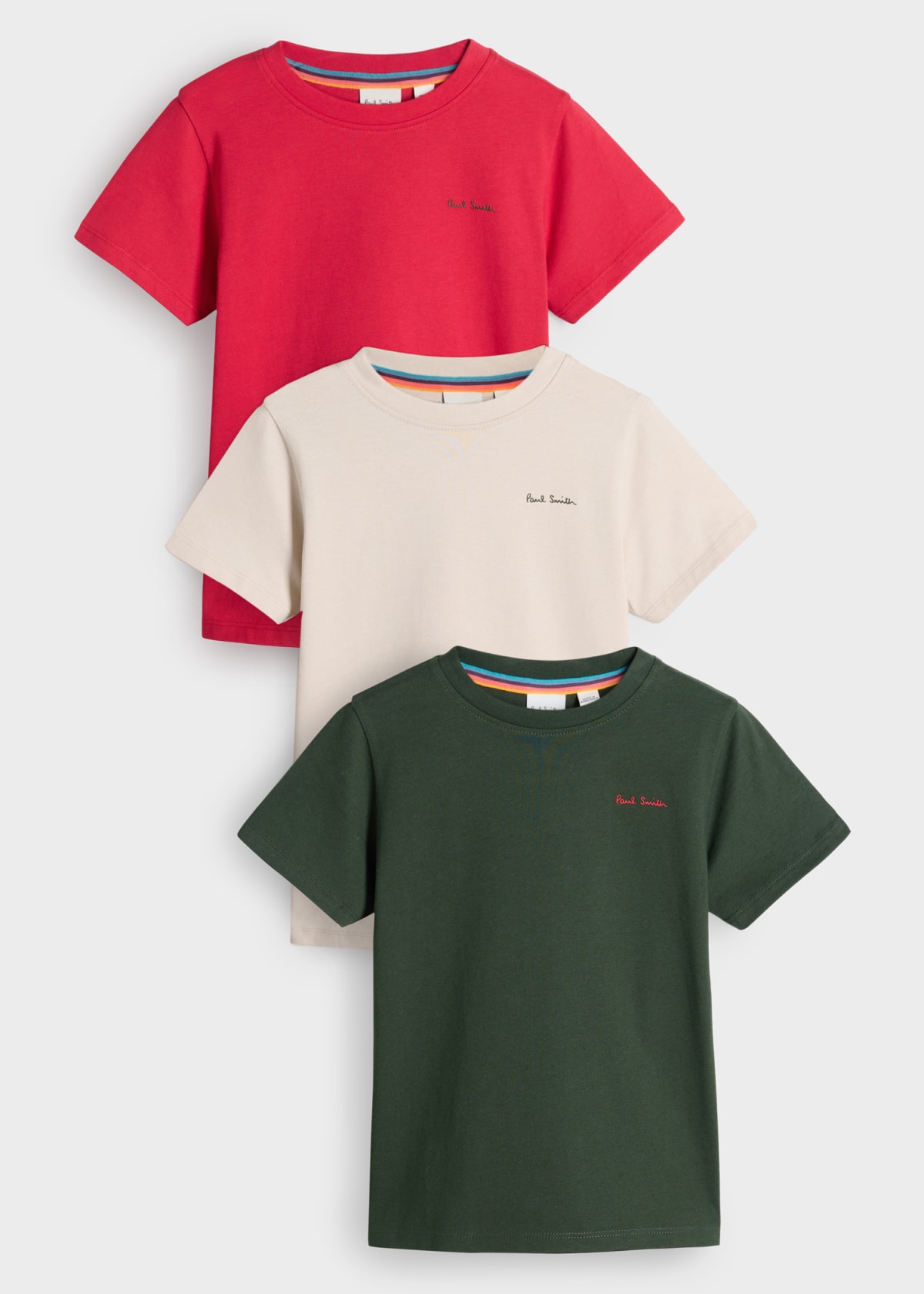 3-13 Years Red, Beige & Green T-Shirts 3 Pack