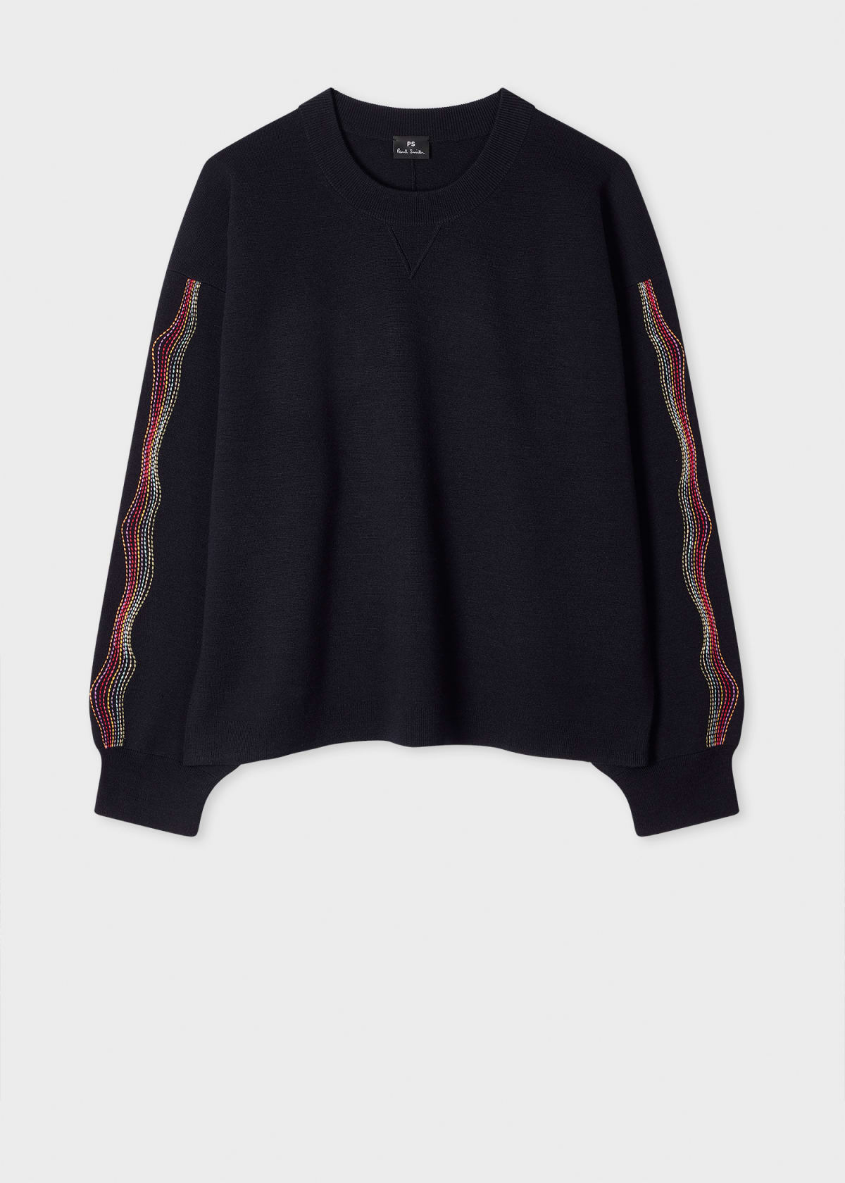 トップス Done PAULS KNOT SWEAT Women's Navy 'Swirl' Embroidered Sleeves Knitted Sweater