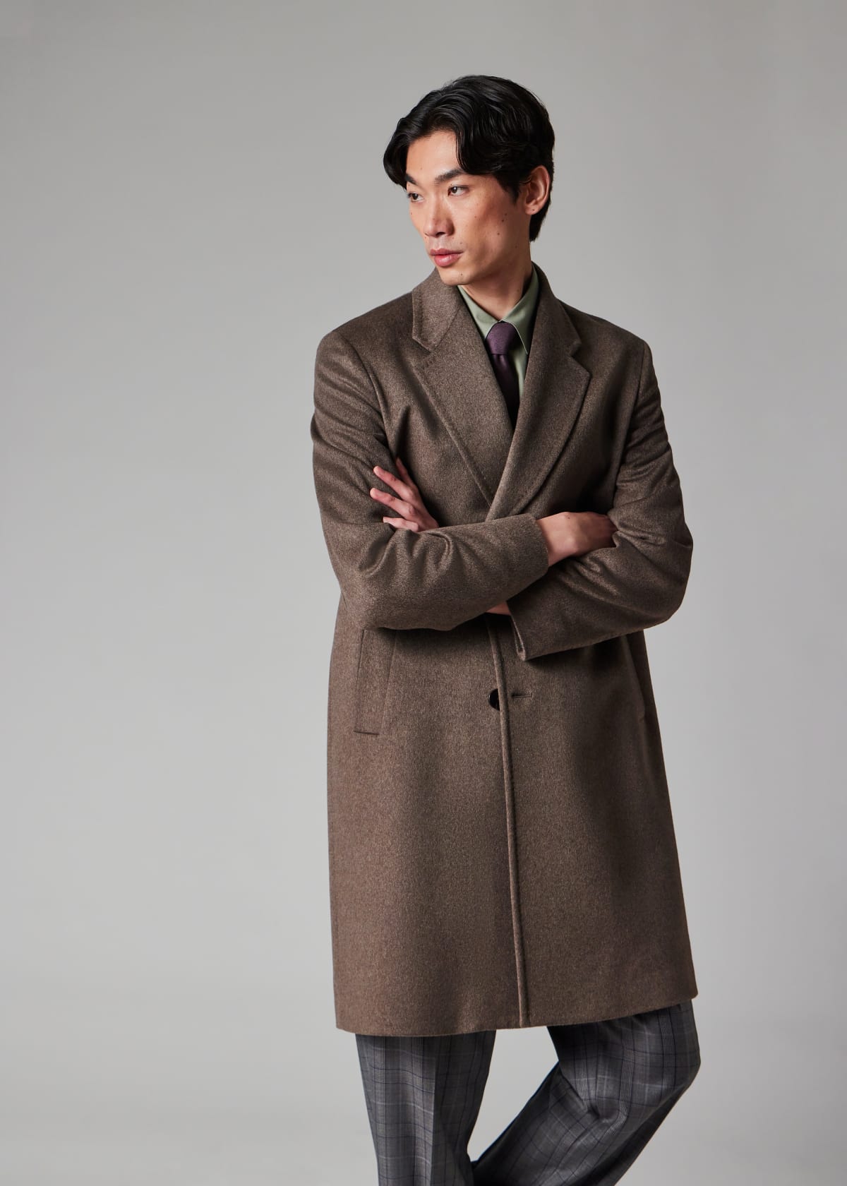 ジャケット・アウター Paul Smith Wool Cashmere Long Coat Men's Taupe Wool-Cashmere Overcoat