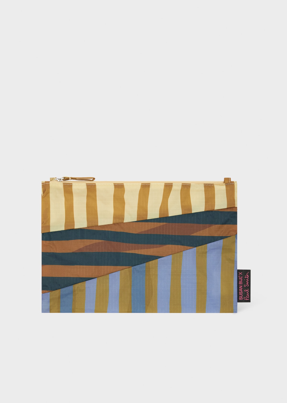 SUSAN BIJL × Paul Smith Lサイズ Susan Bijl x Paul Smith - Beige Mixed Stripe 'The New Pouch' Medium