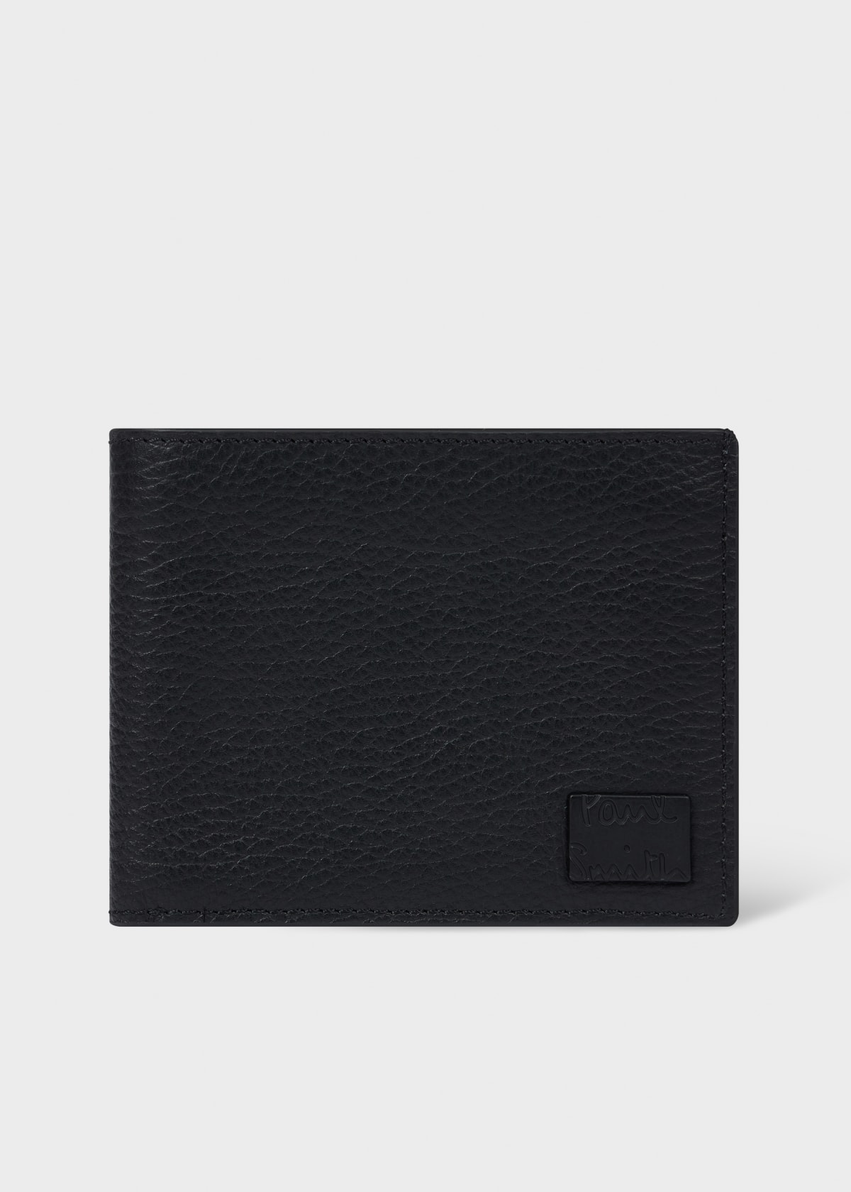 Men's Black Grained Leather Compact Billfold Wallet