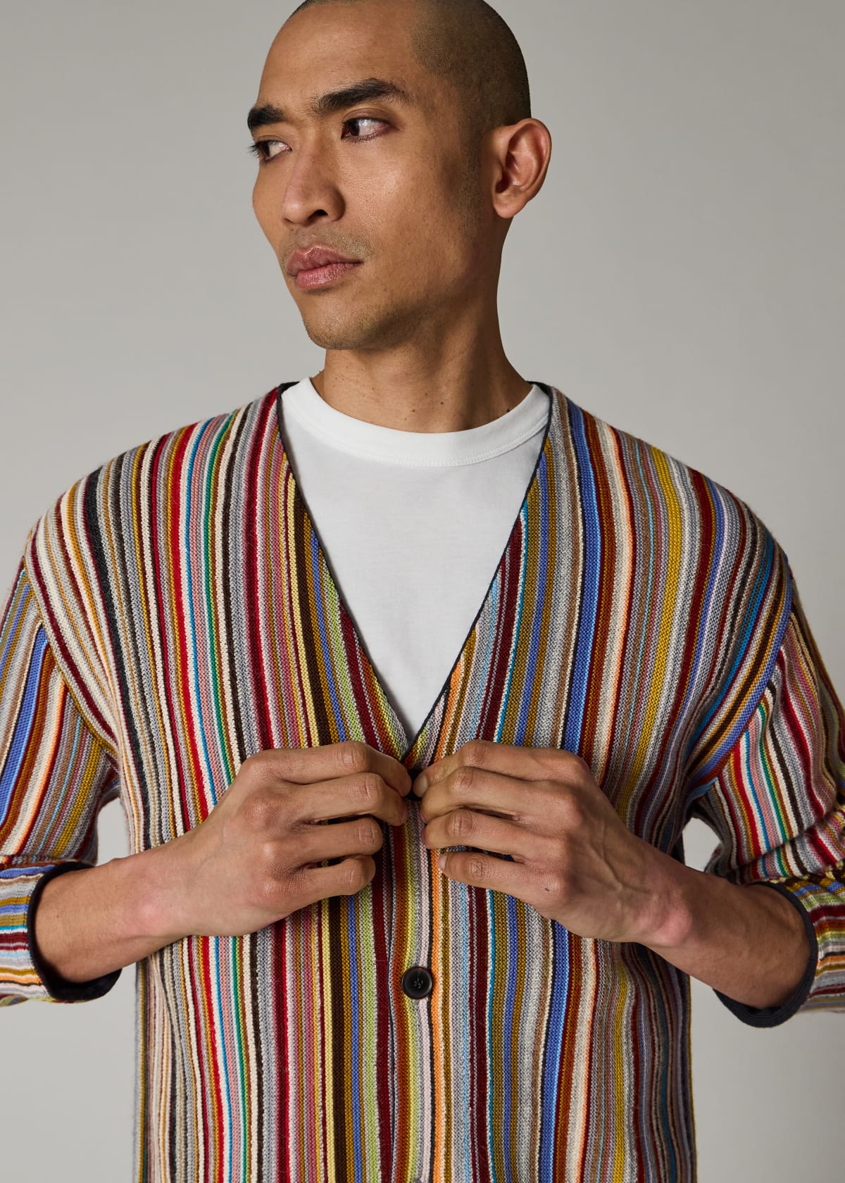 Men's 'Signature Stripe' Merino Wool-Blend Cardigan