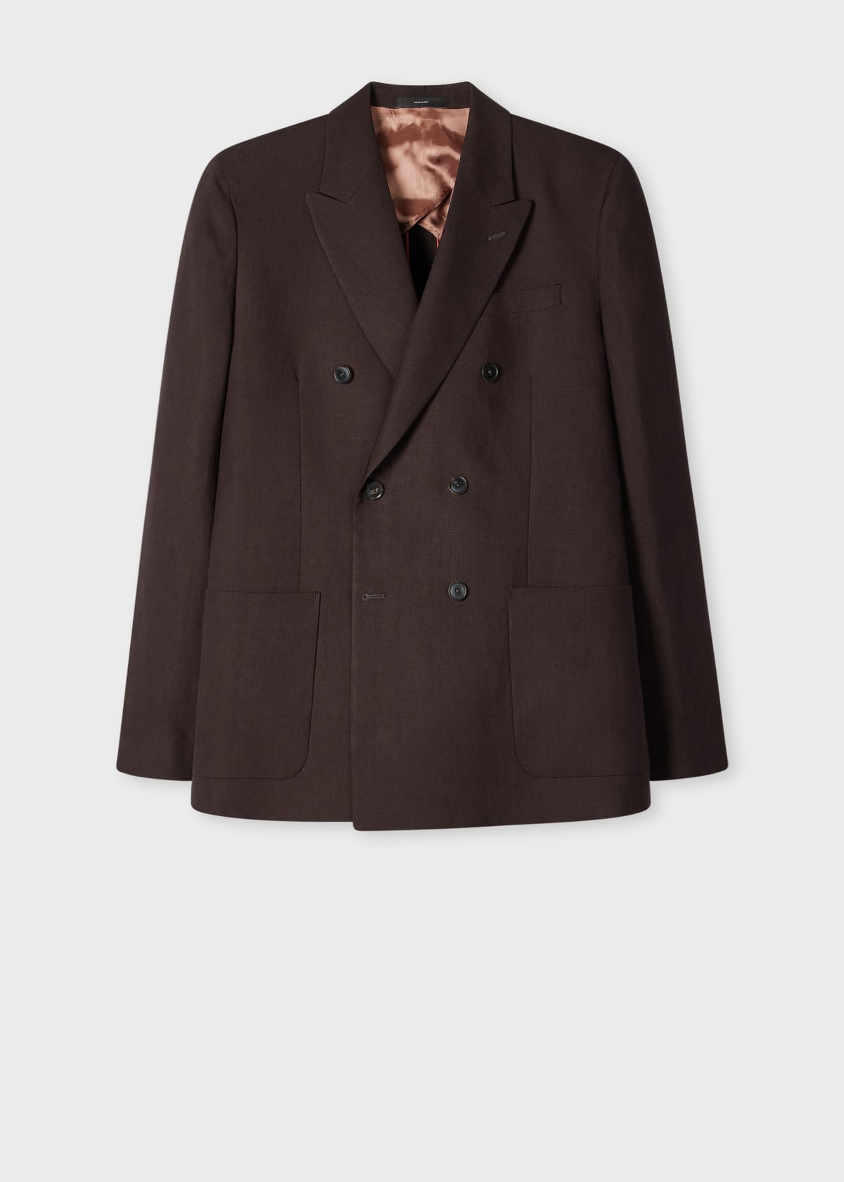 Men's Aubergine Linen Double-Breasted Blazer