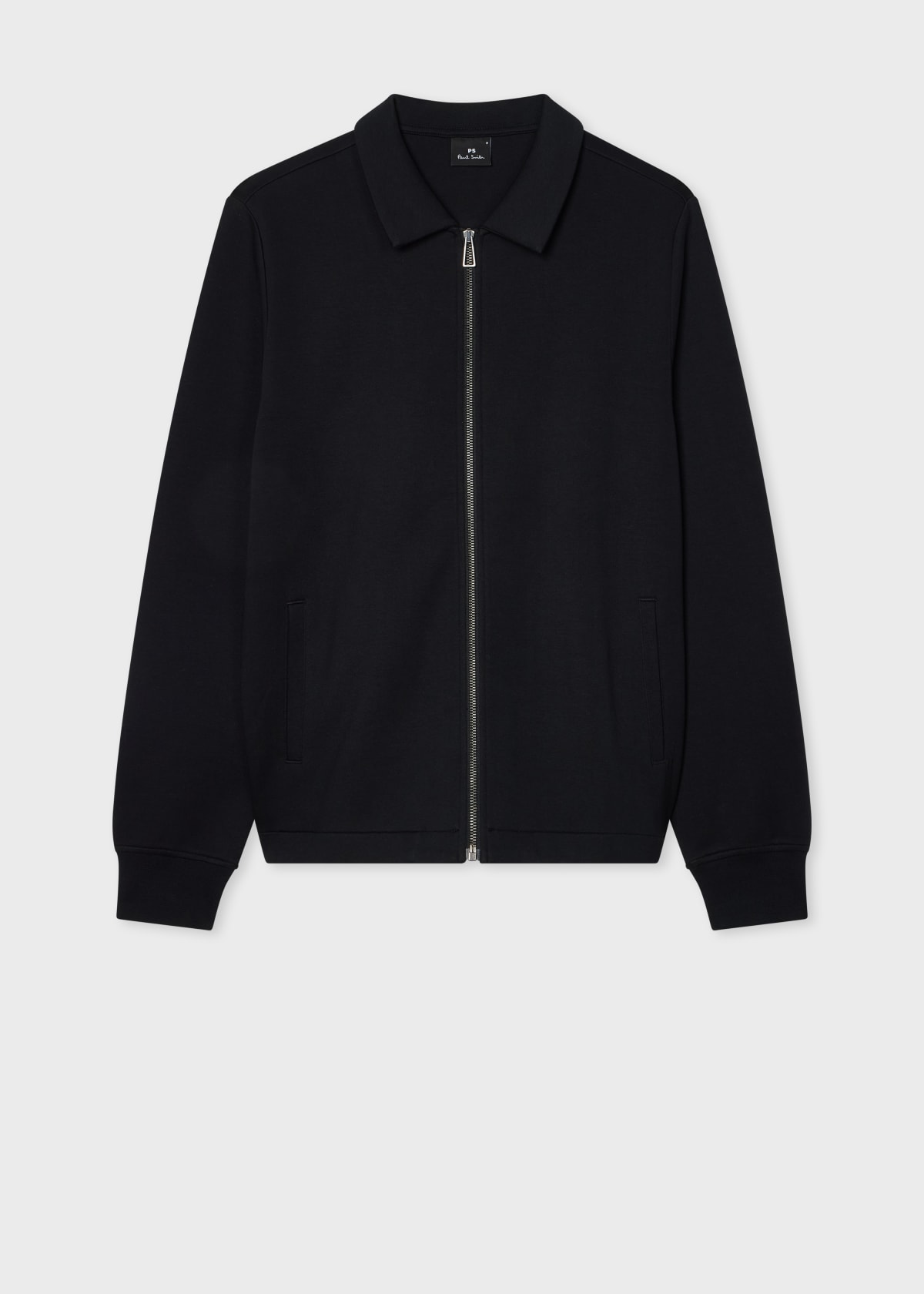 Paul Smith BLACKウール100% 牛革留め サイズ42 Men's Black Double-Face Full Zip Sweatshirt